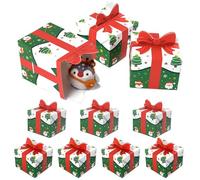 Treat Container, Foldable Container with Red Bow, Small Candy Boxes for Biscuits, Snacks, Pastries, Cupcakes, Brownies, , Chocolates, Family and Friends