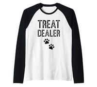 Treat Dealer Paw Prints Pet Lover Fun Text Raglan Baseball Tee