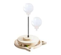 Treat Dispensing Ball | Wood Slow Feeding Turntable | with Spring Pole Dog Treat Toy | for Puppy Medium Breed Home Play