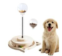 Treat Dispensing Ball | Wood Turntable Feeder | with Spring Pole Cat Treat Ball,for Home Play Medium Large Breed Puppy Kitten