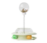 Treat Dispensing Cat Toy - Cat Food Toy with Spring Teaser Wand and Balls | Fun Enrichment Feeding Game for Pet Training Hunting Simulation Indoor Play