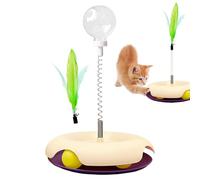 Treat Dispensing Cat Toy | Kitten Food Dispensing Toy | Multifunctional Cat Treat Dispenser Toy, Interactive Ball Cat Puzzle Feeder, Feather Toy for Indoor Cats