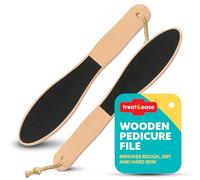 Treat & Ease 2 Pack Wooden Pedicure File - Dual-Sided Foot File for Hard Skin, Pedicure Rasp Files for Men & Women, Wooden Handle, Soothing, Relaxing, Easy to Use, Ideal for Regular Foot Care & Travel