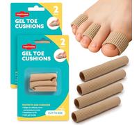 Treat & Ease 4pk Gel Toe Cushions - Soft & Comfortable Cushion Tube Sleeves, Soft Gel Protectors for Corns, Blisters, Calluses & Bunions, Silicone Toe Protectors for Women and Men