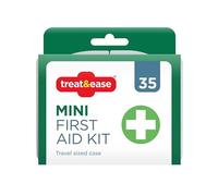 Treat & Ease | Travel Sized Mini First Aid Kit, Portable Emergency Medical Supply, 1 Pack | Safety Essentials for Car, Home, Camping, Work, Hiking & Holiday Red, Small