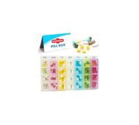 Treat & Ease Weekly Pill Organiser 7 Day 4 Times a Day - Colourful Compartments, Portable Storage Medication Organizer and Easy-to-Lift Lids
