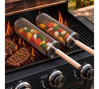Treat Factory BBQ Rolling Grill Baskets - Set of 2