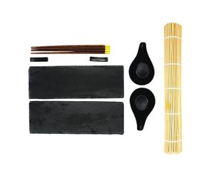 Treat Factory Taste of The Orient Sushi Slate Platter Serving Set & Bamboo Mat