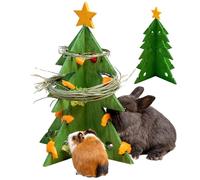 Treat Feeder for Bunny Christmas Tree Space-Saving Wooden Foraging Hay