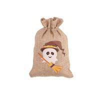 Treat Gift Bags,Halloween Hessian Sweet Bags,Spooky Ghost Shape Drawstring Bags,Cute Pumpkin Jute Sacks,Trick or Treat Candy Bags Biscuit Autumn Party (E(6PCS), 10 * 15CM)