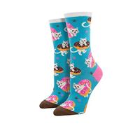 Treat Kitties Donuts Womens Funny Crew Novelty Cotton Socks Blue One Size