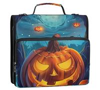Treat Or Trick Fun Party Celebration Background 3 Rings Sturdy Zipper Binder with Handle Easy to Carry Document Organizer Bag for School and Office