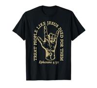 treat people like jesus died for them retro rock sign hand T-Shirt