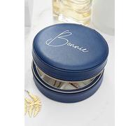 Treat Republic Personalised Blue Round Jewellery Case Blue