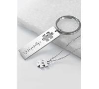 Treat Republic Personalised Perfect Fit Puzzle Piece Necklace & Keyring Set