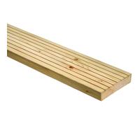 Treated Decking Board 1.8m Softwood - 25mm Thick x 120mm Wide, Pressure Treated Pine, Grooved Timber Decking Plank for Garden, Patio or Outdoor Flooring, FSC Certified, Natural Planed Finish