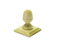 Treated Wooden Fence Post Caps - 75mm Acorn Top, With Base - Green - Pack Of 4