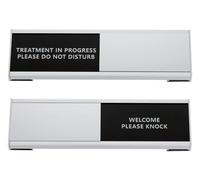 Treatment in progress do not disturb quiet signs welcome please knock heavy-duty aluminum two states of sliding adjustable friendly tips signs (Silver gray solid aluminum)
