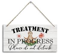 Treatment in Progress Please Do Not Disturb Wood Decor Sign, Hanging Printed Wooden Plaque Decor, Hanging Door Sign for Yoga or Pet Baby in Training Use, Office or Salon Door Sign 12x6 inch