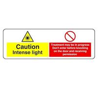 Treatment May Be In Progress Don't Enter Before Knocking - safety sign - 3mm Aluminum Dibond for indoor/outdoor usage (300mm x 100mm) 5m Viewing Distance.