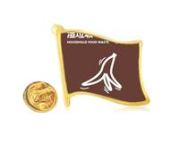 Treatment Wet Garbage Peel Garbage Sort Golden Metal Flag Lapel Pin Badge