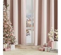 Treatmentex Pale Pink Linen Blackout Curtains 54 Inches Long for Bedroom Living Room Thermal Insulated Noise Reducing Linen Textured Blackout Window Curtain Panels, Grommet Top, 52" Wide
