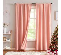 Treatmentex Pompom Velvet Curtains for Bedroom 95" Blush Pink Window Curtain Set Decorative Room Darkening Drapes Cotton Feel Soft 2Panels 42" w