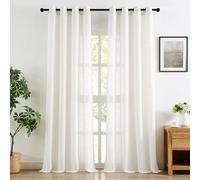 Treatmentex Semi Sheer Curtains for Living Room Natural Linen Sheer Curtain Drapes 90inch Long Flax Linen Blend Light Filtering Window Curtains 52" w 2 Panels Grommet Top
