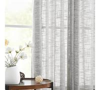 Treatmentex Semi Sheer Curtains Grey Faux Linen Textured Curtain Panels for Small Windows 45 inch Long Light Filtering Burlap Look Country Rustic Window Drapes Rod Pocket 52" w 2 pcs