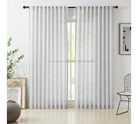Treatmentex Semi Sheer Grey Curtains for Living Room 72 inch Long Linen Textured Sheer Window Panels for Bedroom Light Filtering Rustic Curtain Drapes Pencil Pleat 54" W 2 Panels