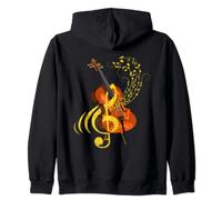 Treble Clef Classical Music Notes Cellist Orchestra Cello Zip Hoodie