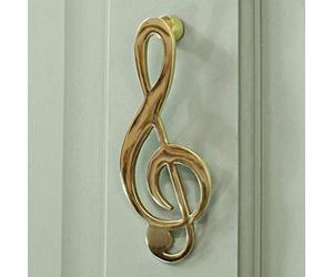 Treble Clef Door Knocker in Polished Brass