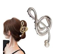 Treble Clef Hair Clip Large Metal Hair Claws for Thick Hair Music Note Hair Clip with Pearl Elegant Note Curve Hair Claw Clips Shiny Gold Silver Hair Clips Gift for Her