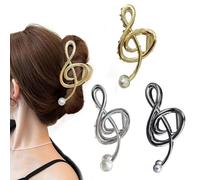 Treble Clef Hair Clip Large Metal Hair Claws for Thick Hair Music Note Hair Clip with Pearl Elegant Note Curve Hair Claw Clips Shiny Gold Silver Hair Clips Gift for Her
