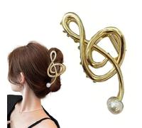 Treble Clef Hair Clip Large Metal Hair Claws for Thick Hair Music Note Hair Clip with Pearl Elegant Note Curve Hair Claw Clips Shiny Gold Silver Hair Clips Gift for Her