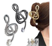 Treble Clef Hairpin, Metal Hair Accessories with Pearls, Musical Note Hairpin with Pearls, Non-slip Hairpin, Large Metal Hairpin for Thick Hair