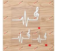 Treble Clef Heart Beat Music Notes Decal Vinyl Sticker - 3 Pack White, 7.6cm, 10.2cm, 15.2cm - No Background for Car Boat Laptop Cup Phone