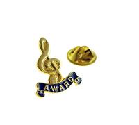 Treble Clef Motif AWARD Music Design School Lapel Pin Badge (Blue)