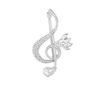 Treble Clef Music Note Brooch with Full Crystal Line, Fashion Metal Pin for Women Men, Multicolor Faceted Rhinestones, Snag-Free Tarnish-Free Sparkles for Music Enthusiasts (silver)