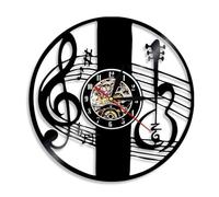 Treble Clef Music Note Wall Art Wall Clock Musical Instrument Violin Key Vinyl Record Wall Clock Classical Music Home Decor Gift Without LED