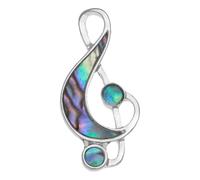 Treble Clef Paua shell rhodium-plated pin badge