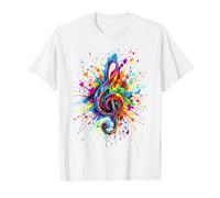 Treble Clef Splash Value Graphic T-Shirt, Men, White, L