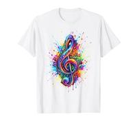Treble Clef Splash Value Graphic T-Shirt, Men, White, L