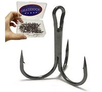 Treble Fishing Hooks,100pcs High Carbon Steel Sharp Triple Hook Strong Round Bend Treble Hooks Barbed Hard Lure Spoon Fish Hook for Bass Trout Freshwater Saltwater Fishing,Size: 2#-14# (2#_100pcs)