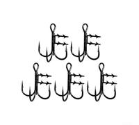 Treble Fishing Hooks, 5 Pieces Black Nickel Barbed Triple Hooks with Bait Holder for Fixed Bait Fishing Tackle(2#)