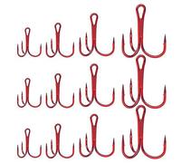 Treble Fishing Hooks, 80Pack Pike Hook Small Round Bend, Triplet Treble Round Bend Fishhook, Treble Hook 2# 4# 6# 8# For Hard Bait Lures Saltwater Freshwater (Red)
