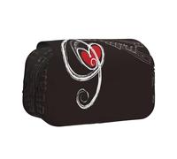 Treble Love and Music Flip-Top Double-Layer Pencil Case,Large Capacity (Holds 50 Pens/Pencis),Full-Print Durable Polyester School Office Supplies