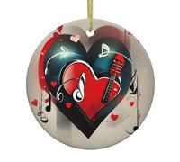 Treble Love And Music Print Christmas Decorations Santa Xmas Tree Ceramic Round Hanging Keepsake Gifts Holiday
