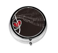 Treble Love and Music Print Pill Box for Pocket Round Pill Box 3 Compartment Decorative Portable Travel Pill Holder Tablet Vitamin Organizer Mini Pill Case(2pcs)