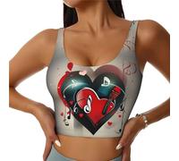 Treble Love and Music Print Women's Sports Vest Lightweight and Breathable Workout Fitness Fashion Top Black